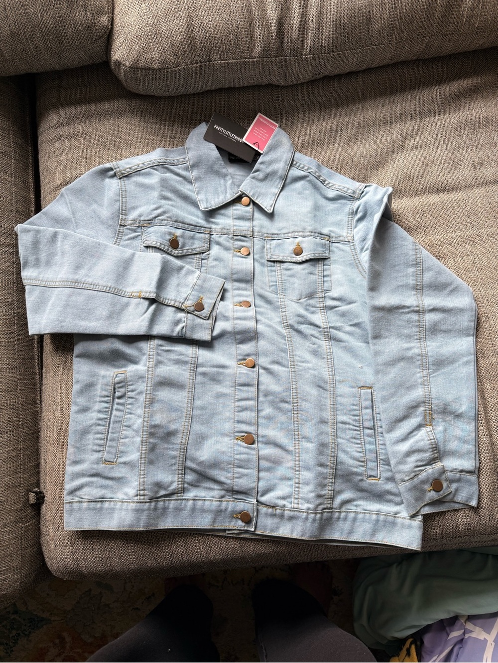 PrettyLittleThing Pale Blue Denim Trucker Jacket